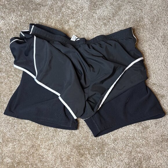 Nike Dri Fit Women's 2 in 1 Shorts Size XL Black & White Running Active #192 - Picture 7 of 10